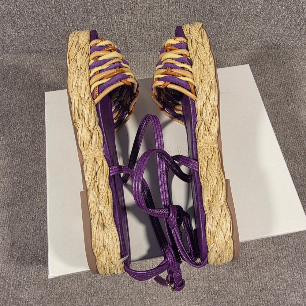 Ulla Johnson Purple Woven Raffia Platform Sandals Size 40 New In Box - Picture 7 of 7
